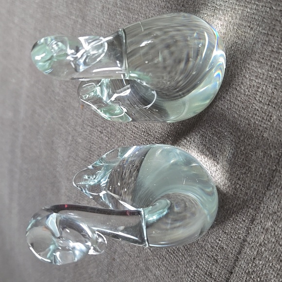 VINTAGE CRYSTAL GLASS SWANS Heavy Hand blown clear - Picture 4 of 8